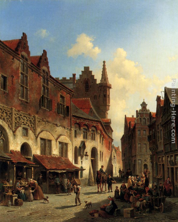 Morning In A Busy Market painting - Jacques Carabain Morning In A Busy Market art painting